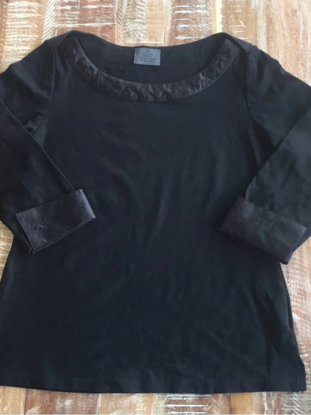 CHANEL black quilted boatneck employee uniform top